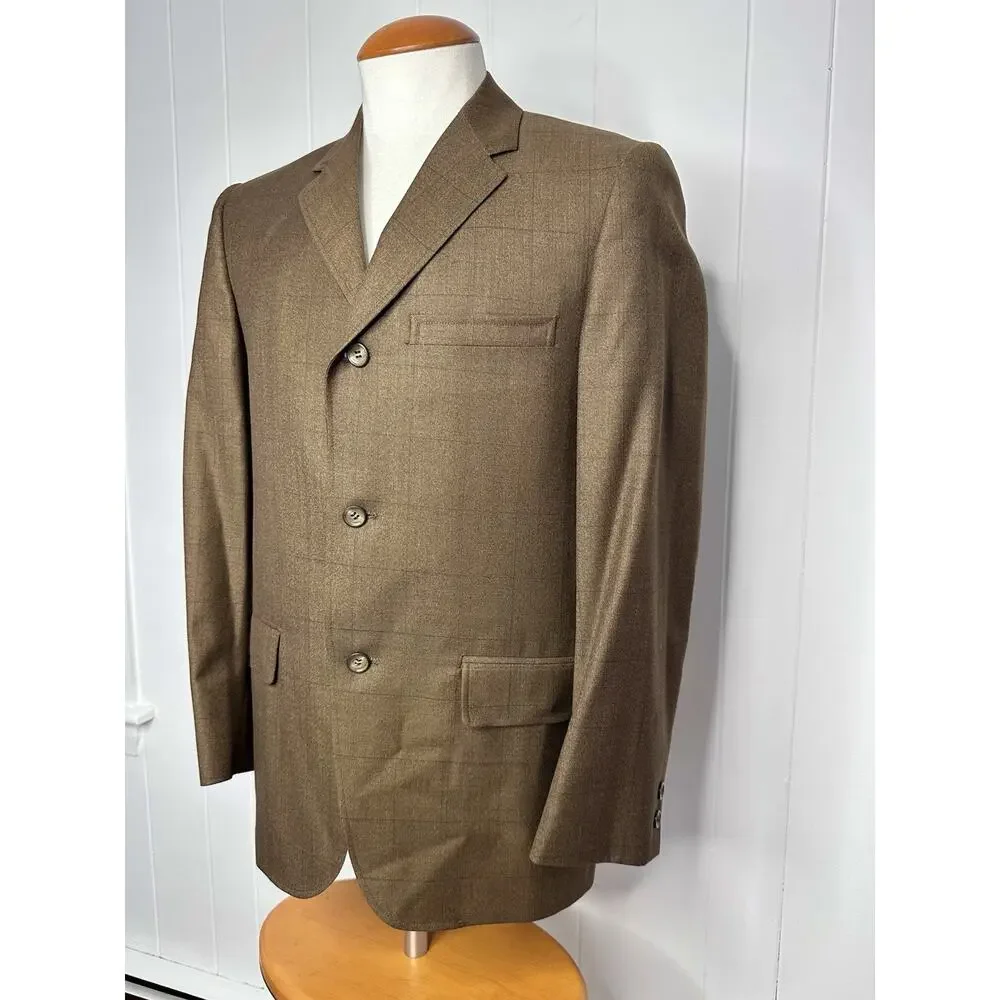 Vintage 70s-80s Anderson Little Brown Windowpane Checkered Blazer Mens 37R Union